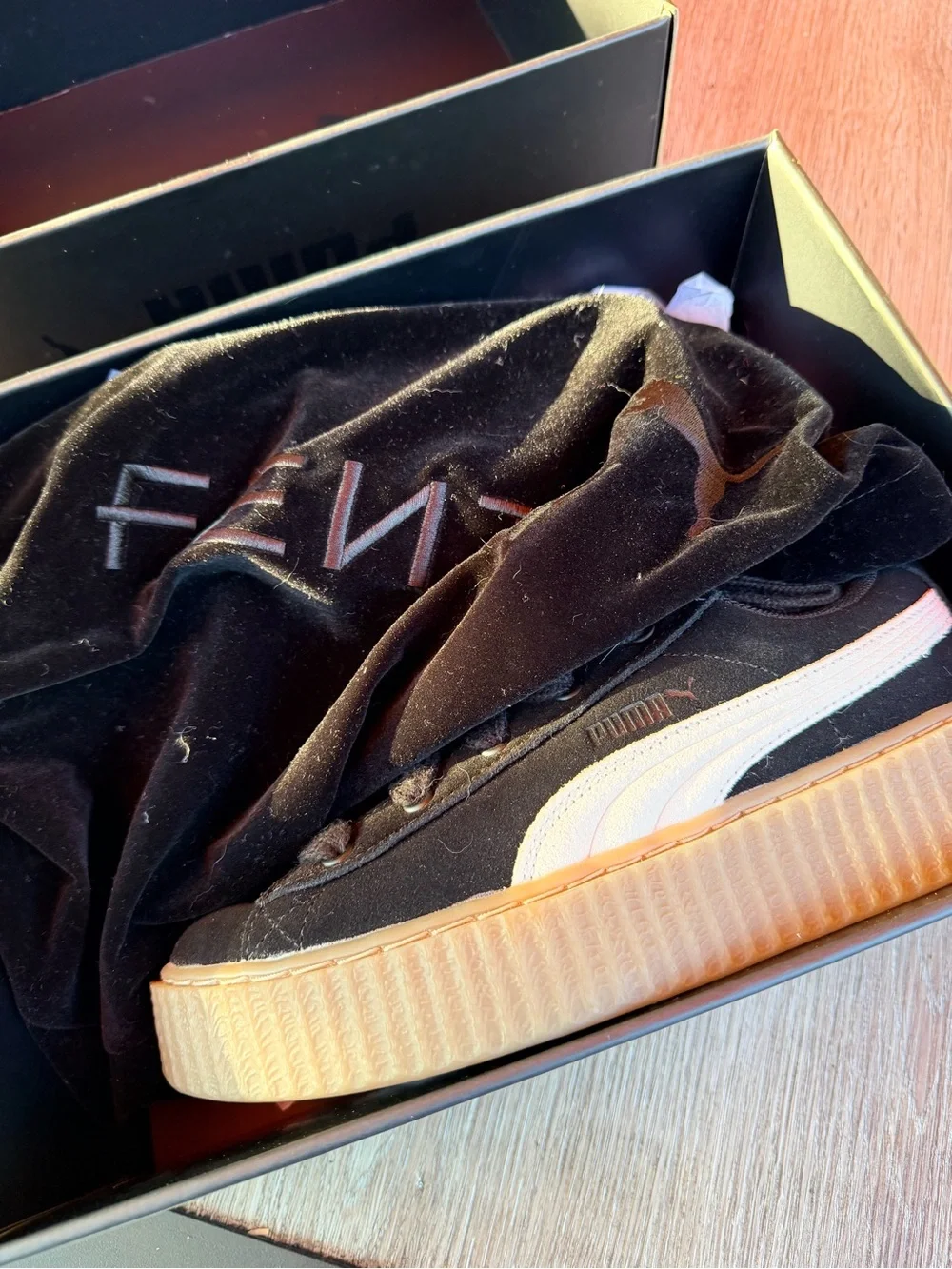 Fenty Pumas Black Suede size 6.5